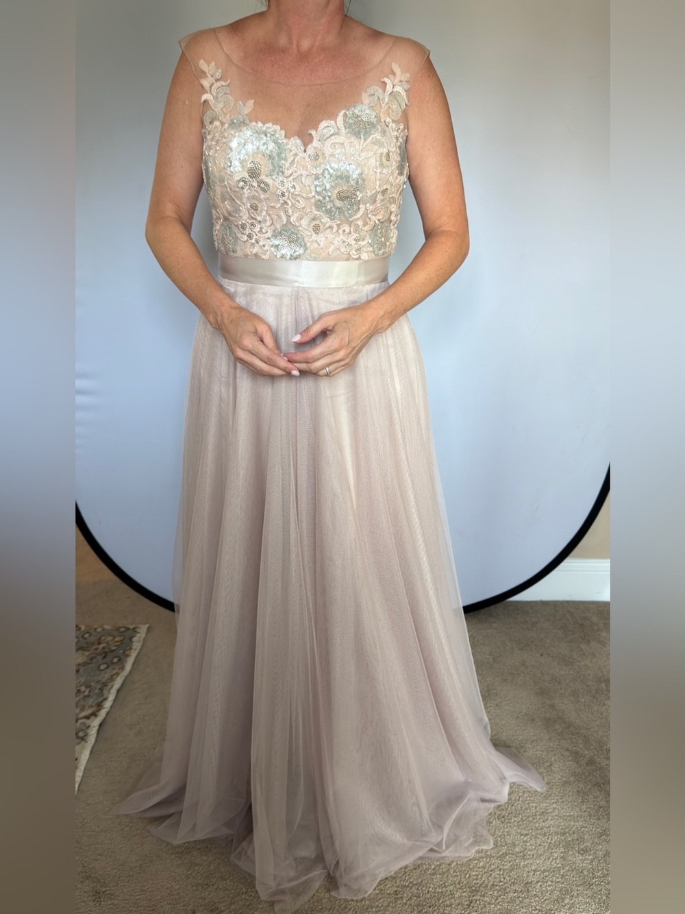 BHLDN Watters & Watters size 6 Formal Women's A-Line Tulle Gown in Soft
